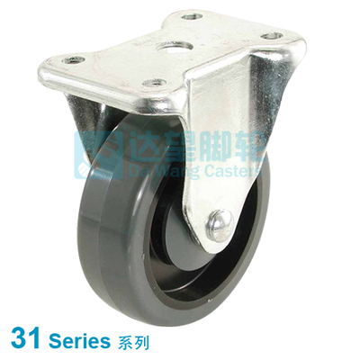 DW31 系列 4"(102mm) 蓝灰色PU包黑色PP轮 平底固定脚轮 