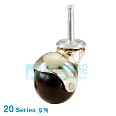 DW20系列 1.9"(48mm) 黑色PP球轮 亮铜色插杆活动脚轮