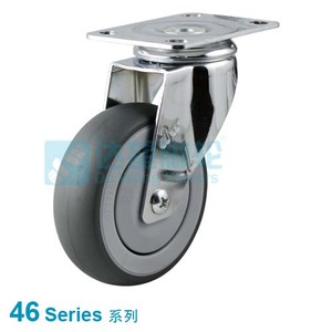 DW46 系列 6"(150mm) 深灰色TPR包灰色PP医用轮 平底活动脚轮