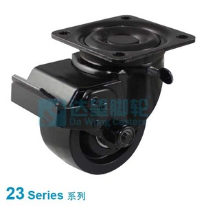 DW23 系列 3"(75mm) 黑色PP轮 平底活动带分体全刹脚轮