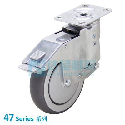 DW 47 Series 3"(76mm) Contuctive Wheel Spring Loaded Top Plate Swivel Caster w/Brake