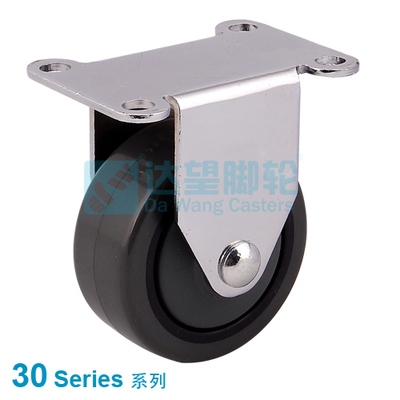 DW30 系列 4"(102mm) 蓝灰色PU包黑色PP轮 平底固定脚轮 