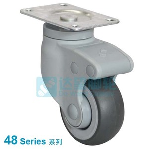 DW48 系列 6"(150mm) 深灰色TPR包灰色PP轮 平底活动脚轮 