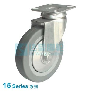 DW15系列 2"(50mm) 灰色TPR包灰色PP轮 平底活动脚轮 